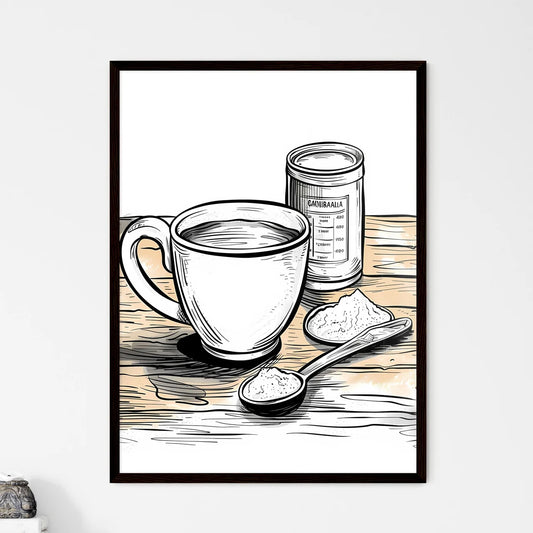 Minimalist Black and White Kitchen Counter S - Framed Art Print