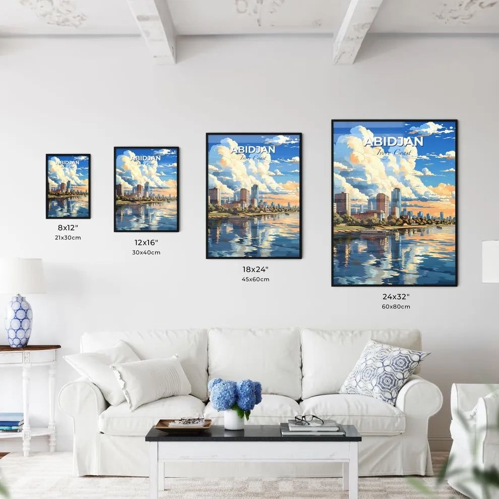 Artistic Impression: Abidjan Ivory Coast City Skyline with Water and Clouds Default Title