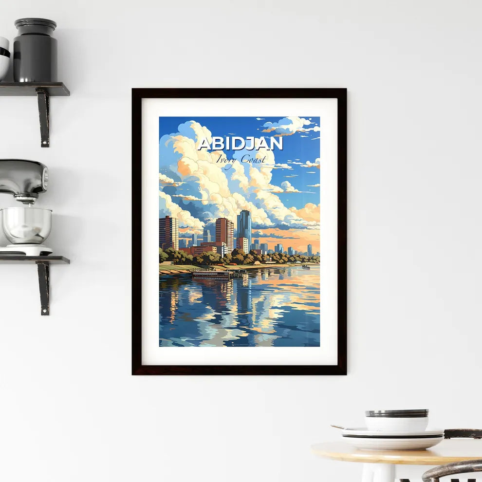 Artistic Impression: Abidjan Ivory Coast City Skyline with Water and Clouds Default Title