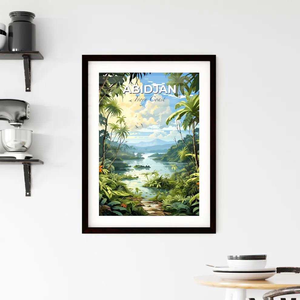 Vibrant Artistic Painting of Abidjan Ivory Coast River Skyline Featuring Lush Greenery Default Title