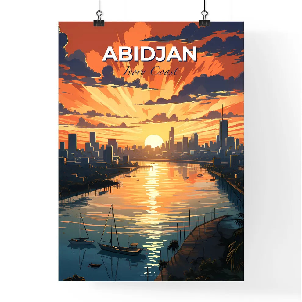 Colorful Sunset Over City Skyline in Abidjan Ivory Coast Painting Default Title