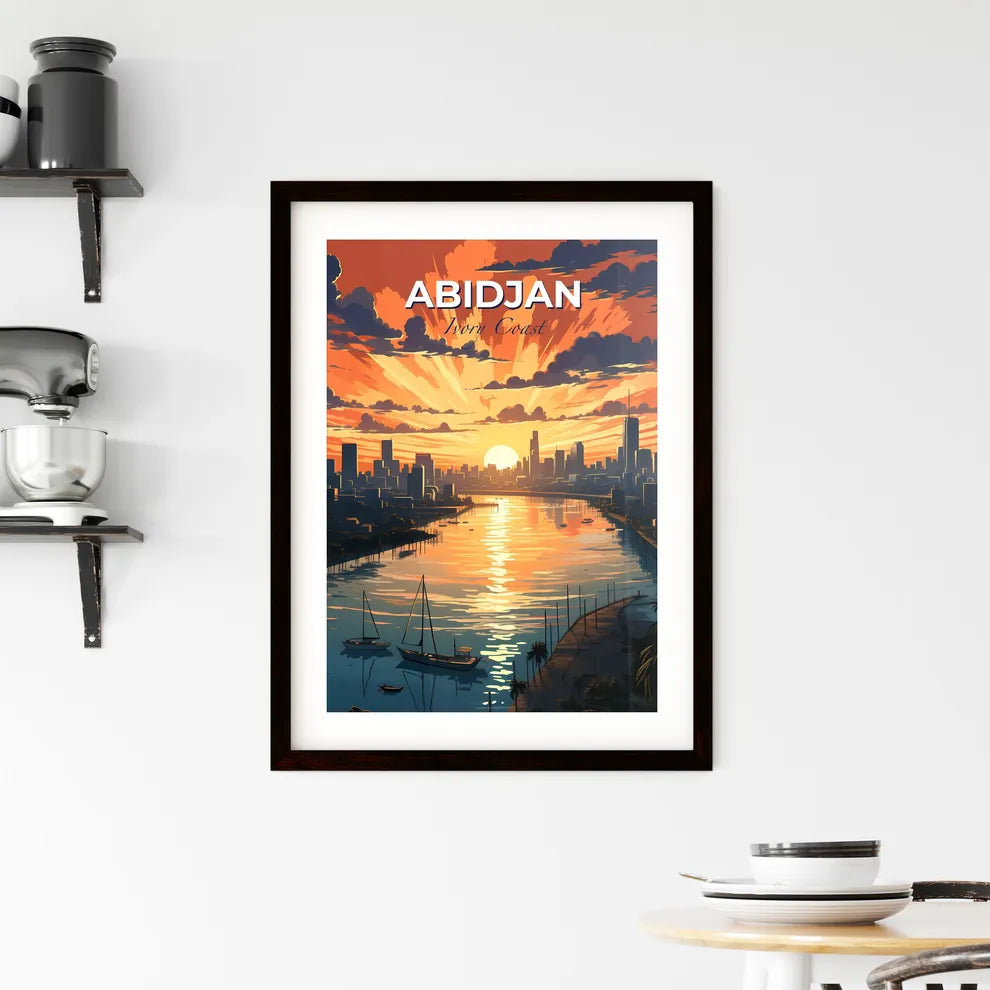 Colorful Sunset Over City Skyline in Abidjan Ivory Coast Painting Default Title