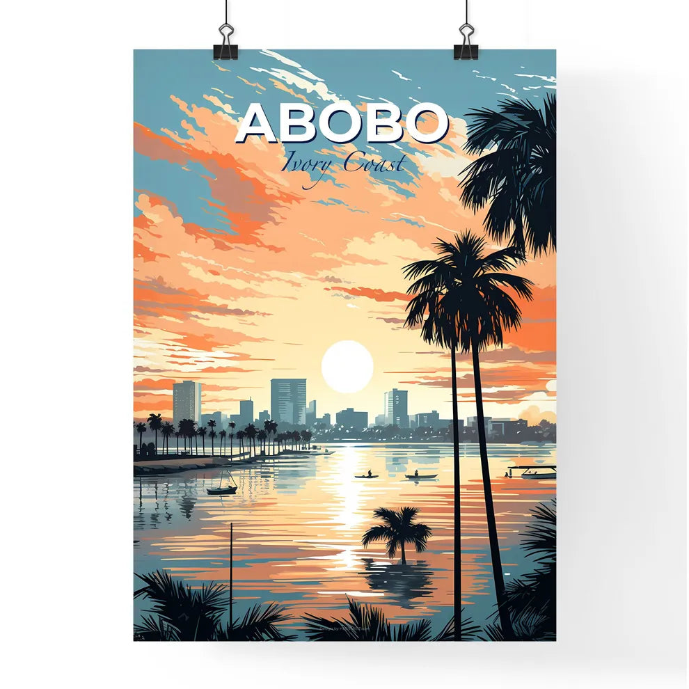 Artistic Painting of Abobo Ivory Coast City Skyline at Sunset Default Title