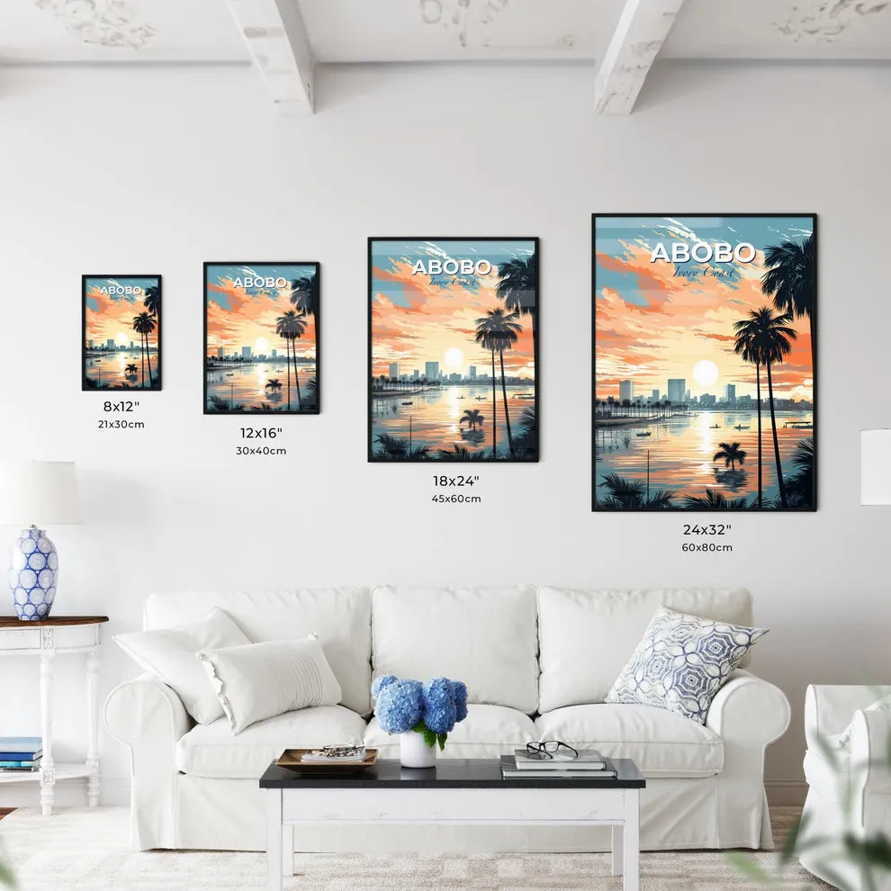 Artistic Painting of Abobo Ivory Coast City Skyline at Sunset Default Title
