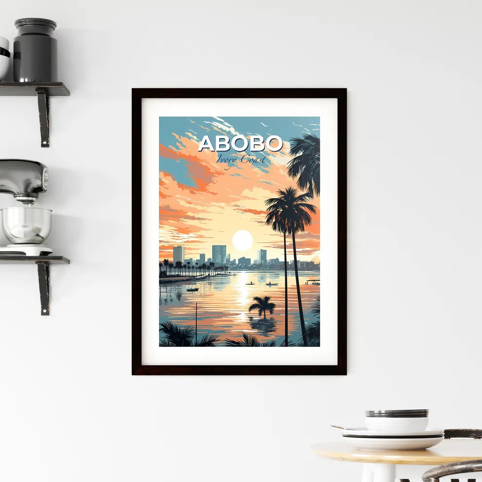 Artistic Painting of Abobo Ivory Coast City Skyline at Sunset Default Title