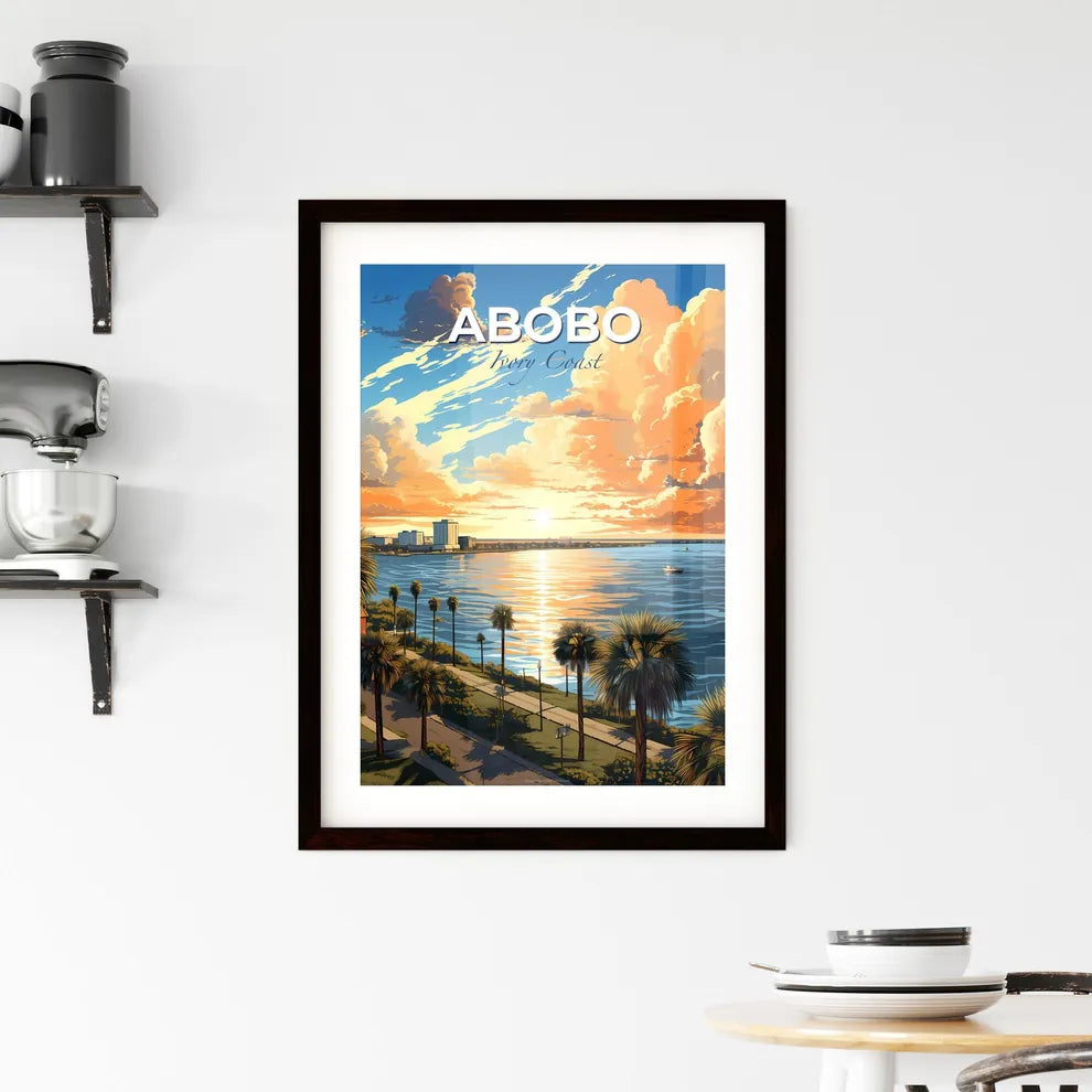 African City Skyline Abobo Ivory Coast Sunset Harbor Vibrant Painting Wall Art Poster Digital Download Default Title