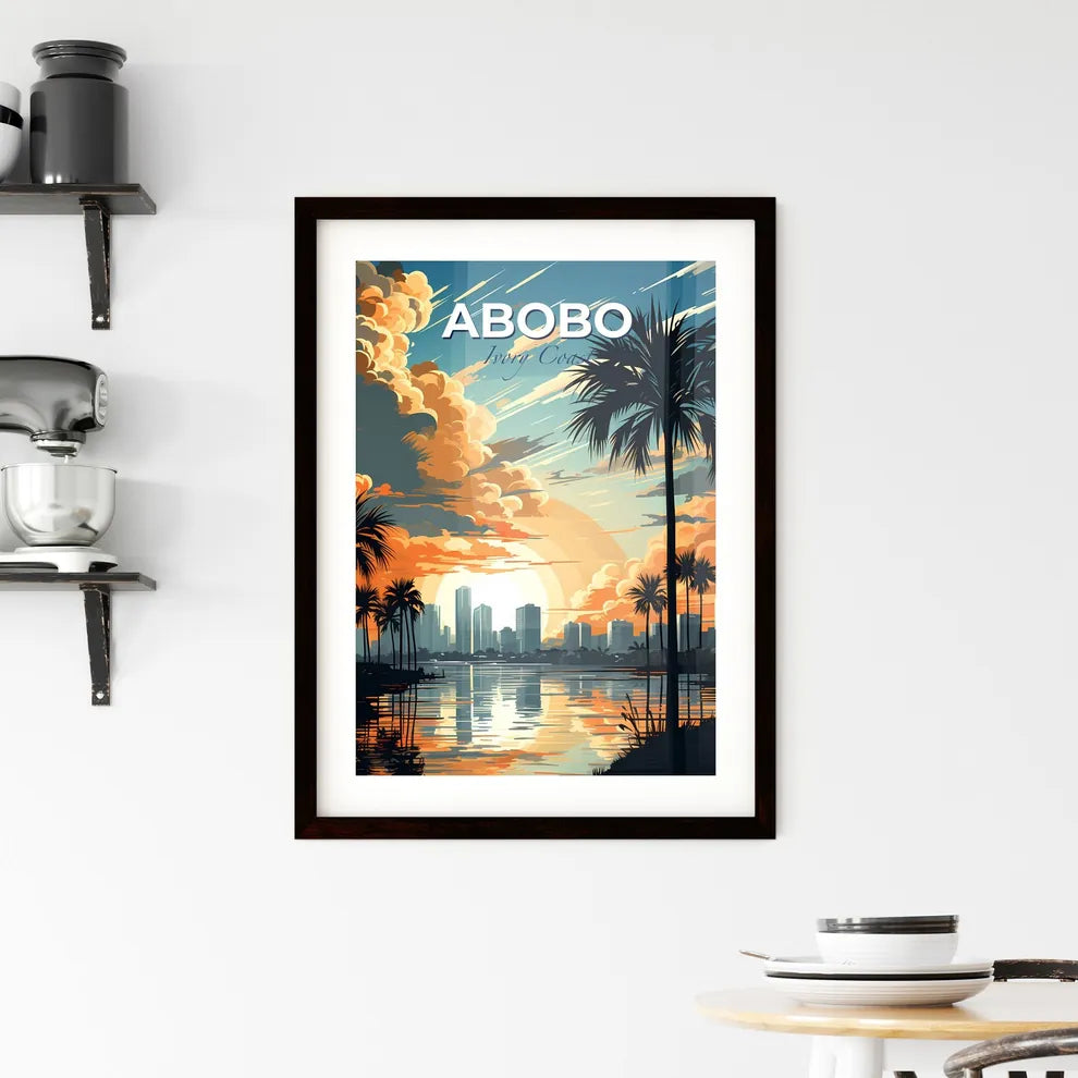 Vibrant Sunset Cityscape Painting: Ivory Coast Skyline at Dusk Default Title