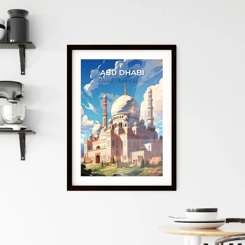 Vibrant Painting of Abu Dhabi Skyline Featuring Domes and Tower Default Title