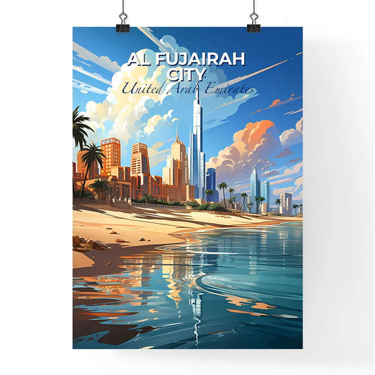 Expressive Urban Beachscape: Al Fujairah City Skyline with Iconic Palm Trees Default Title