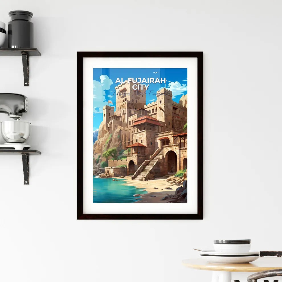 Vibrant Artistic Painting of Al Fujairah City Skyline with Castle on Cliff, UAE Default Title