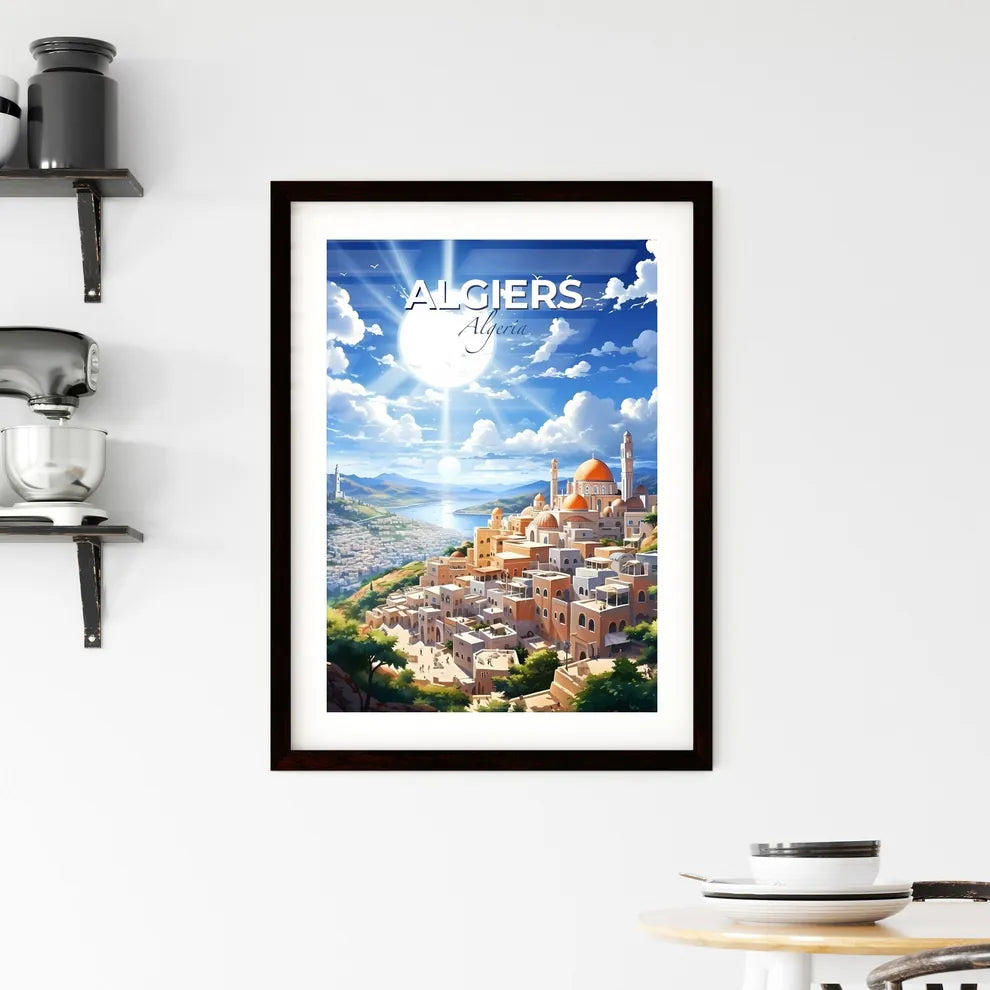 Vibrant Algiers City Skyline Painting: Captivating Artwork with River and Mountainscape Default Title