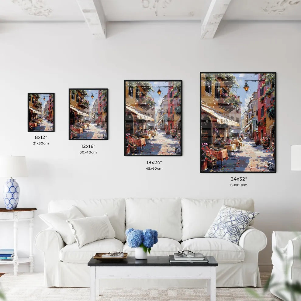 Art Impressionism Italian Trattoria Scene Lively Dining Midday 1798 Warm Sunlight Cozy Ambiance Size Chart