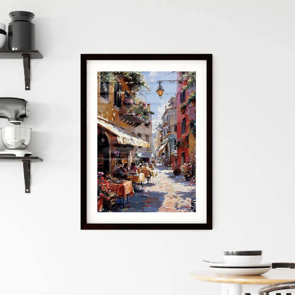 Art Impressionism Italian Trattoria Scene Lively Dining Midday 1798 Warm Sunlight Cozy Ambiance Custom Print
