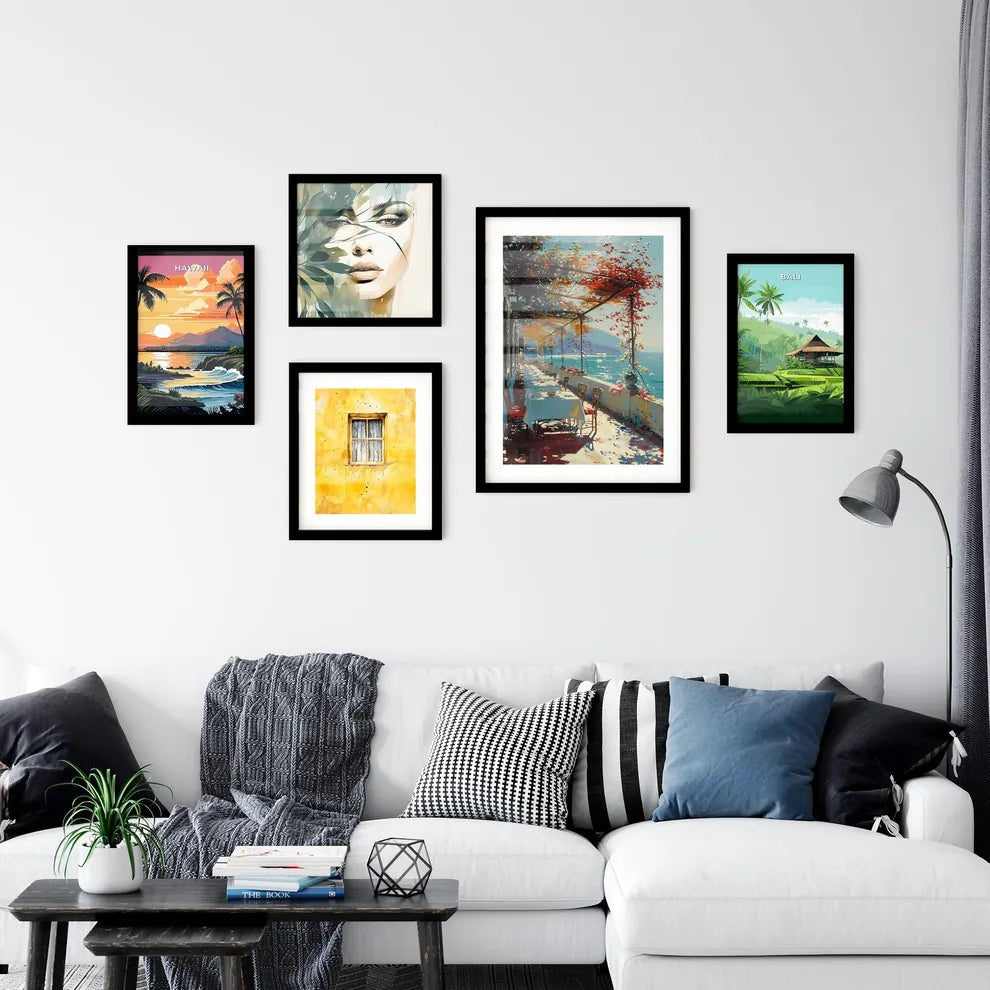 Impressionist Italian Trattoria Dining Scene, Midday 1798, Cozy Ambiance, Ocean View, Painting, Art Interior Design