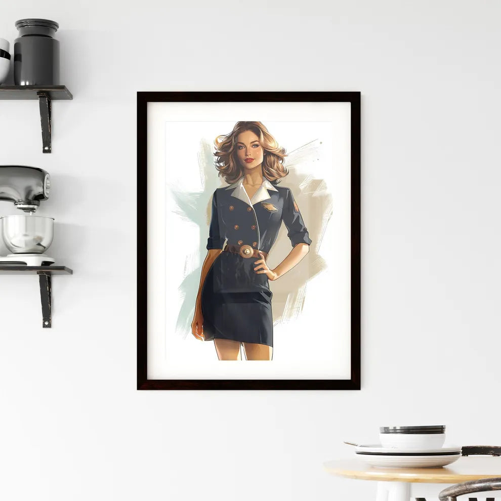 Art Deco Pin-Up Poster Painting Golden Hour  Framed Print