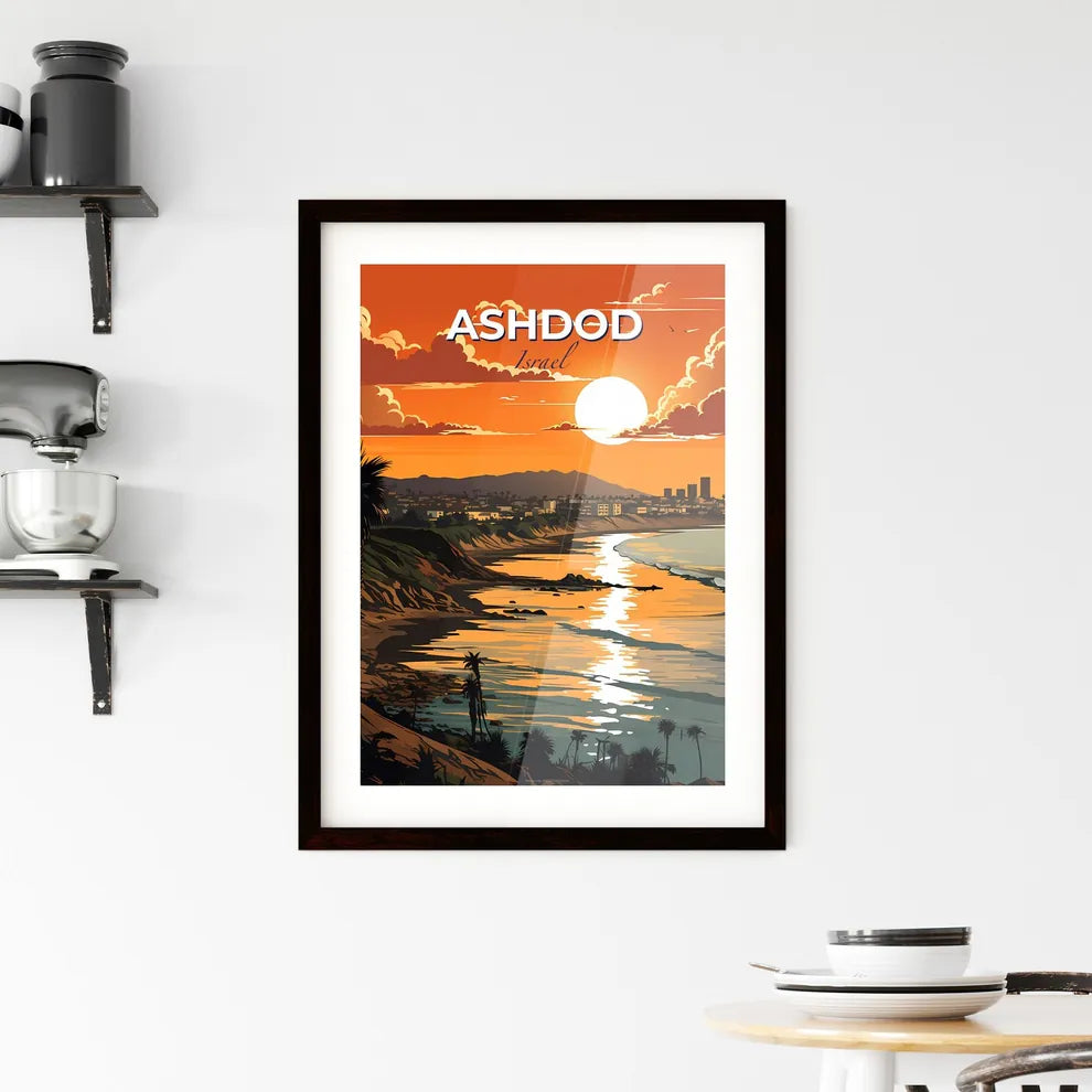Ashdod Israel Skyline Beach Sunset Vibrant Painting Contemporary Art Cityscape Landscape Default Title