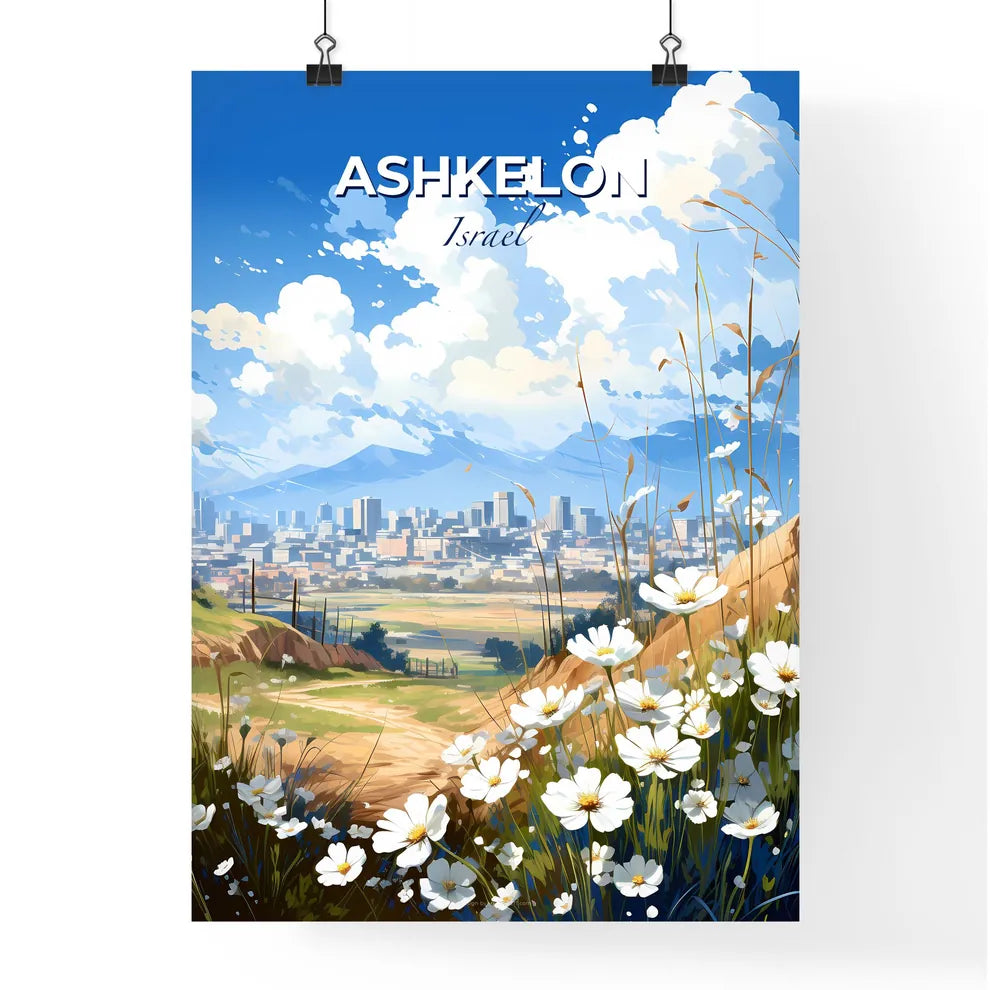 Ashkelon Israel Skyline Cityscape Painting Art Landscape Flowers Default Title