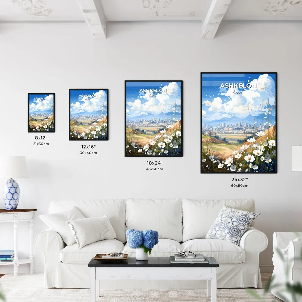 Ashkelon Israel Skyline Cityscape Painting Art Landscape Flowers Default Title
