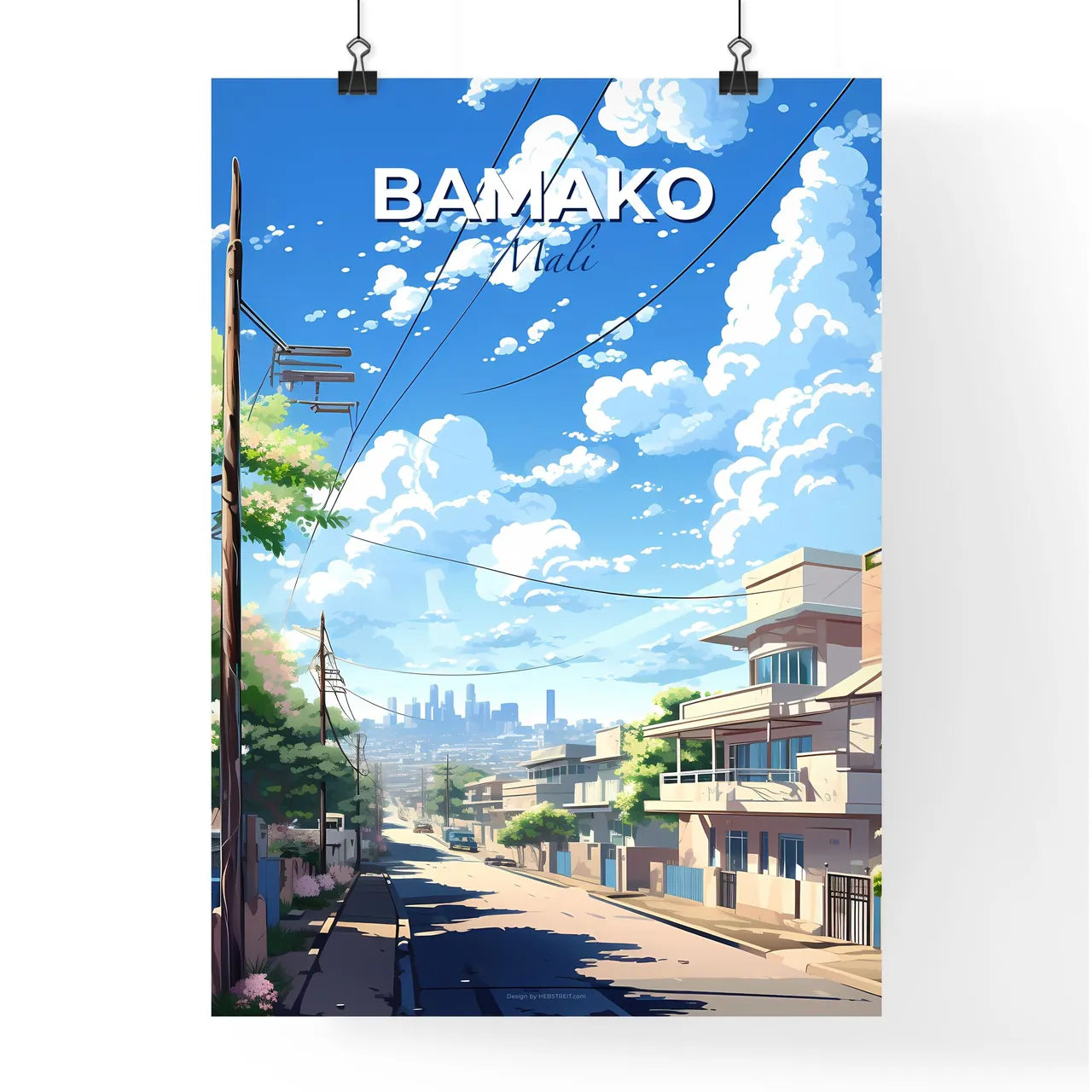 Vibrant Bamako Street Scene - Colorful Mali Capital Skyline Art Default Title