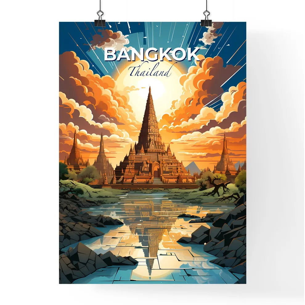 Abstract Painting Bangkok Skyline Large Building Towers River Sunset Vibrant Art Default Title