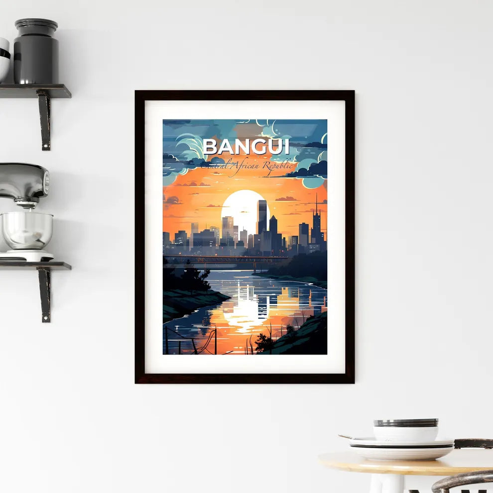 Abstract Colorful Bangui Cityscape Mixed Media Digital Painting Skyline Architecture River Bridge Central African Republic Default Title