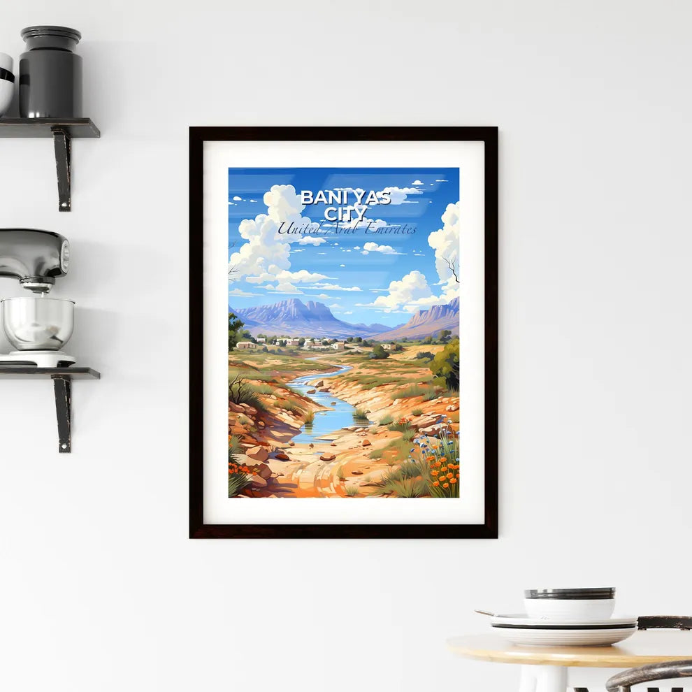 Vibrant Artistic Impression of Bani Yas City Skyline, United Arab Emirates River Valley Default Title