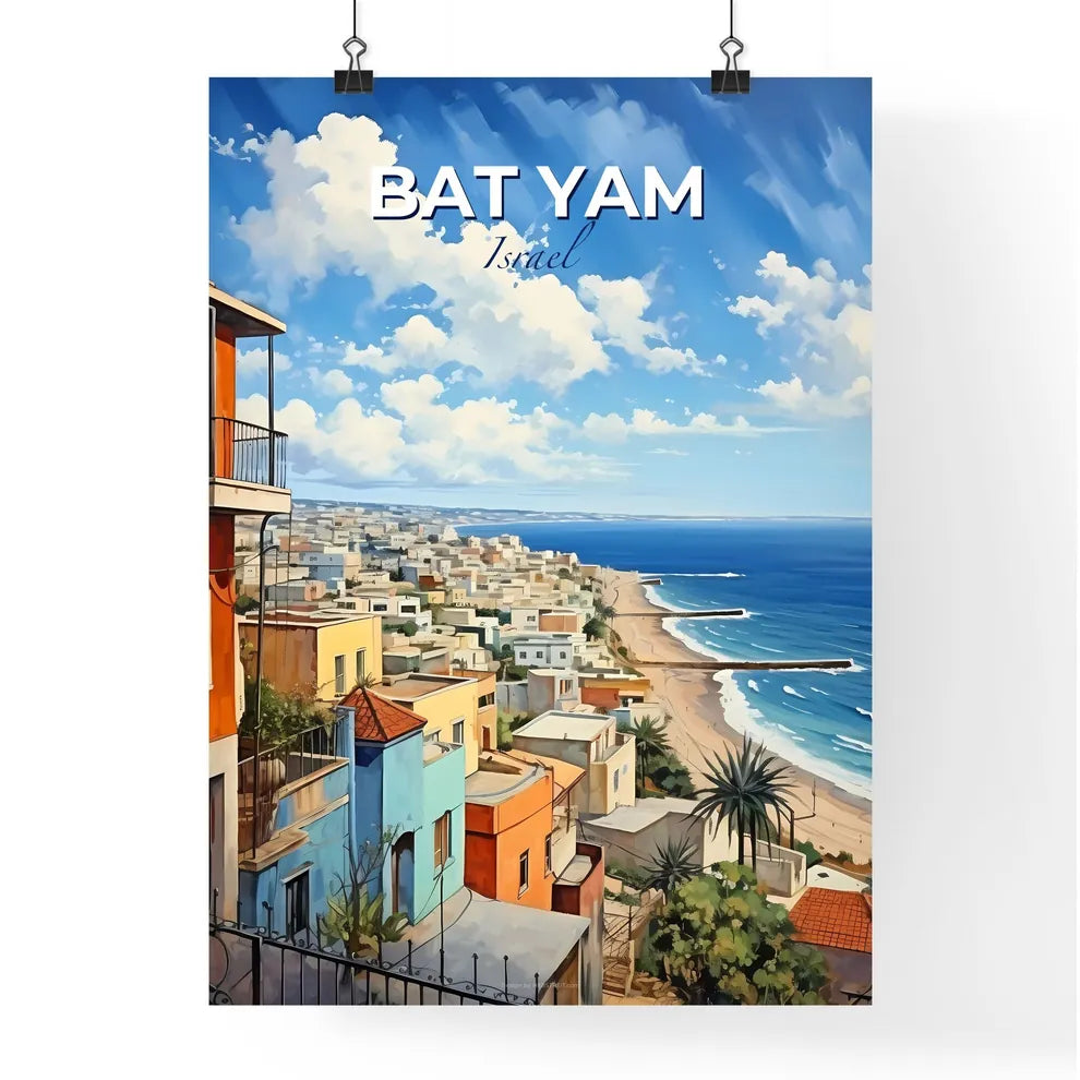 Vibrant Impressionistic Bat Yam Israel City Skyline by the Beach Default Title