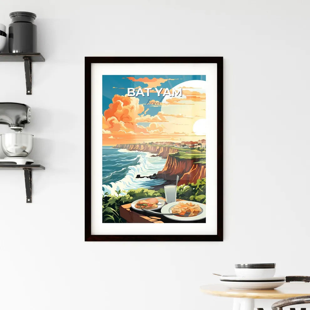 Abstract Painting: Vibrant Bat Yam Israel Skyline Seascape Cliff City Art Default Title