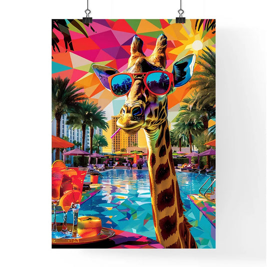 Psychedelic Giraffe Pool Party Collage by Eaton Poster