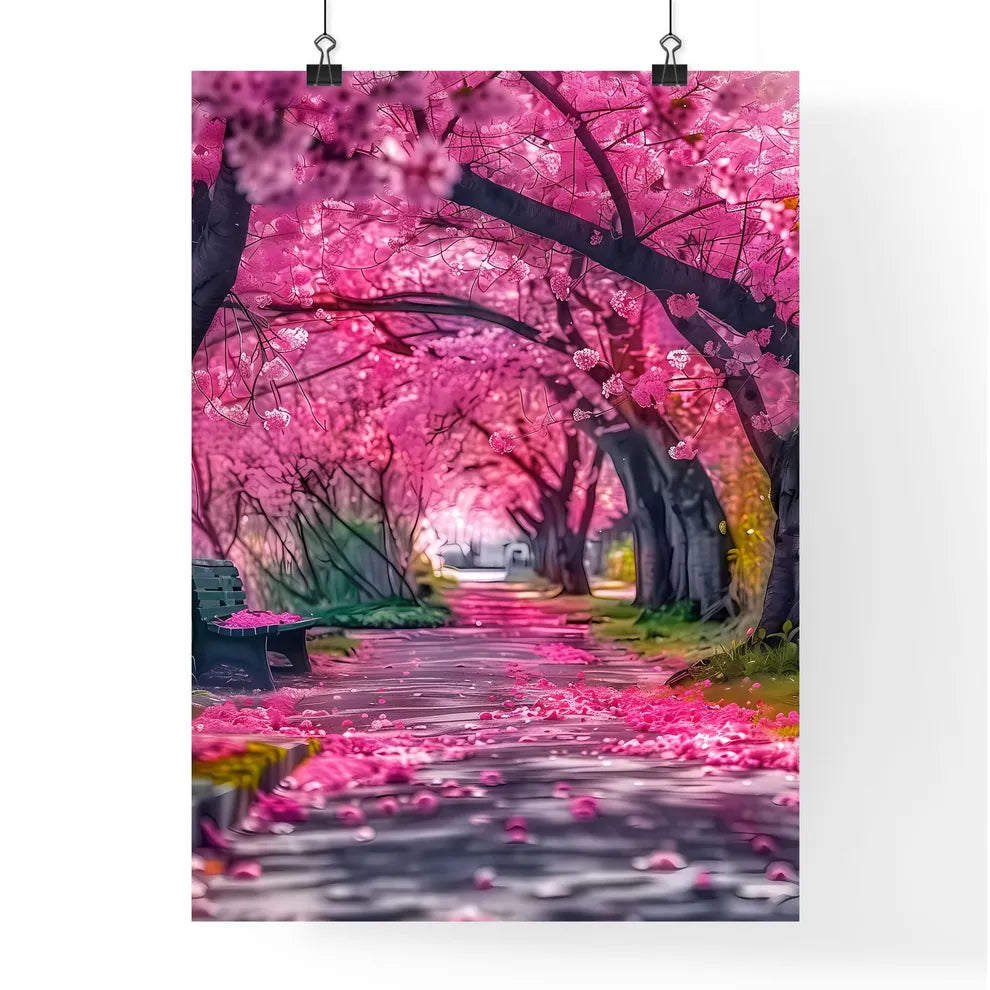Picturesque landscape of vibrant pink cherry Poster
