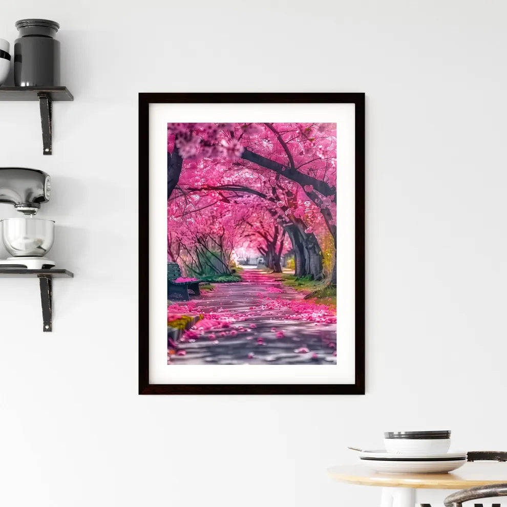 Picturesque landscape of vibrant pink cherry Framed Print