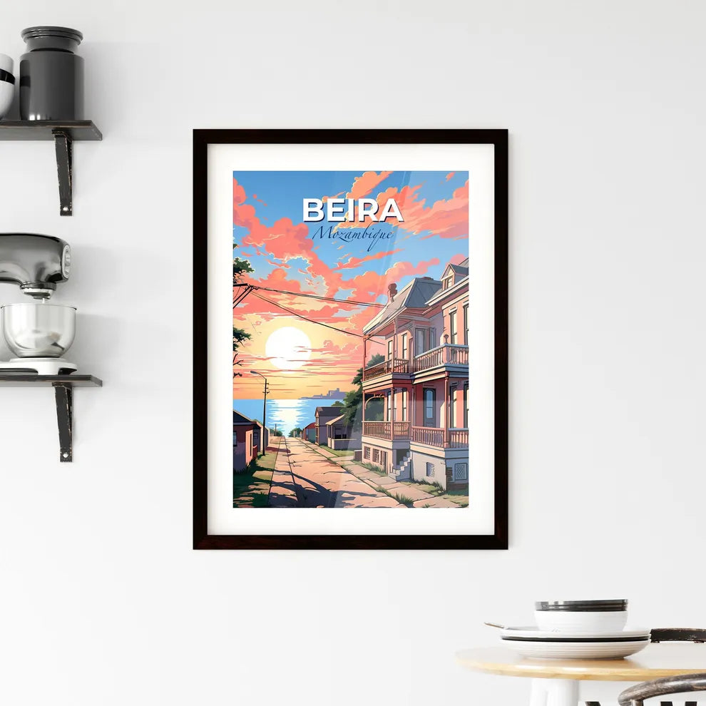 Beira Mozambique Cityscape Street Colorful Sunset Artwork Painting Architecture Buildings Default Title