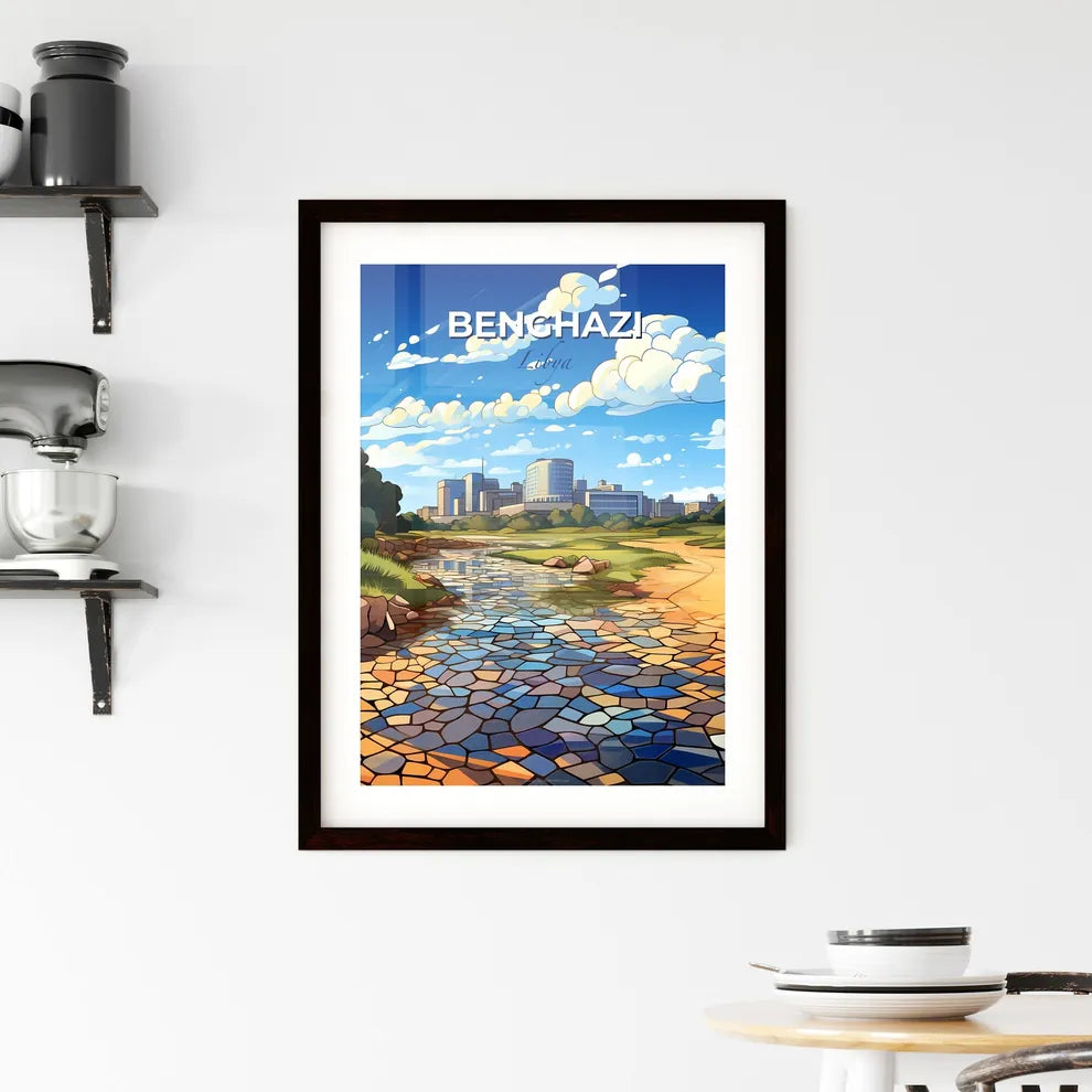 Vibrant Painting of Benghazi Libya Skyline with River Depicting City's Artistic Heritage Default Title