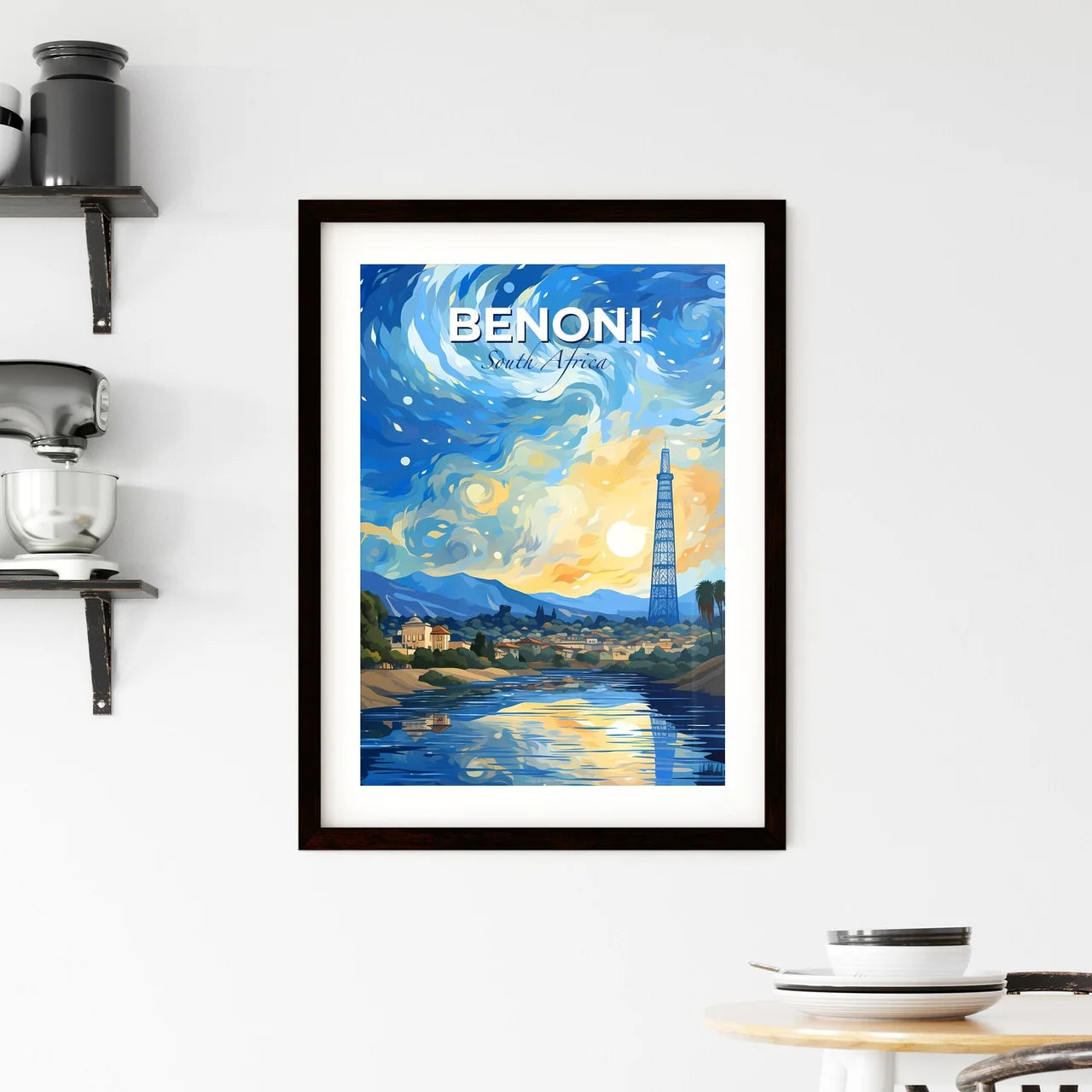 Vibrant Expressionist Painting of a Tower Piercing the Benoni South Africa Skyline Default Title