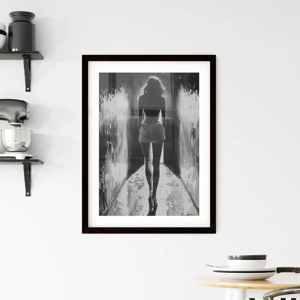 Mysteriously Elegant Monotone Femme Fatale i Framed Print