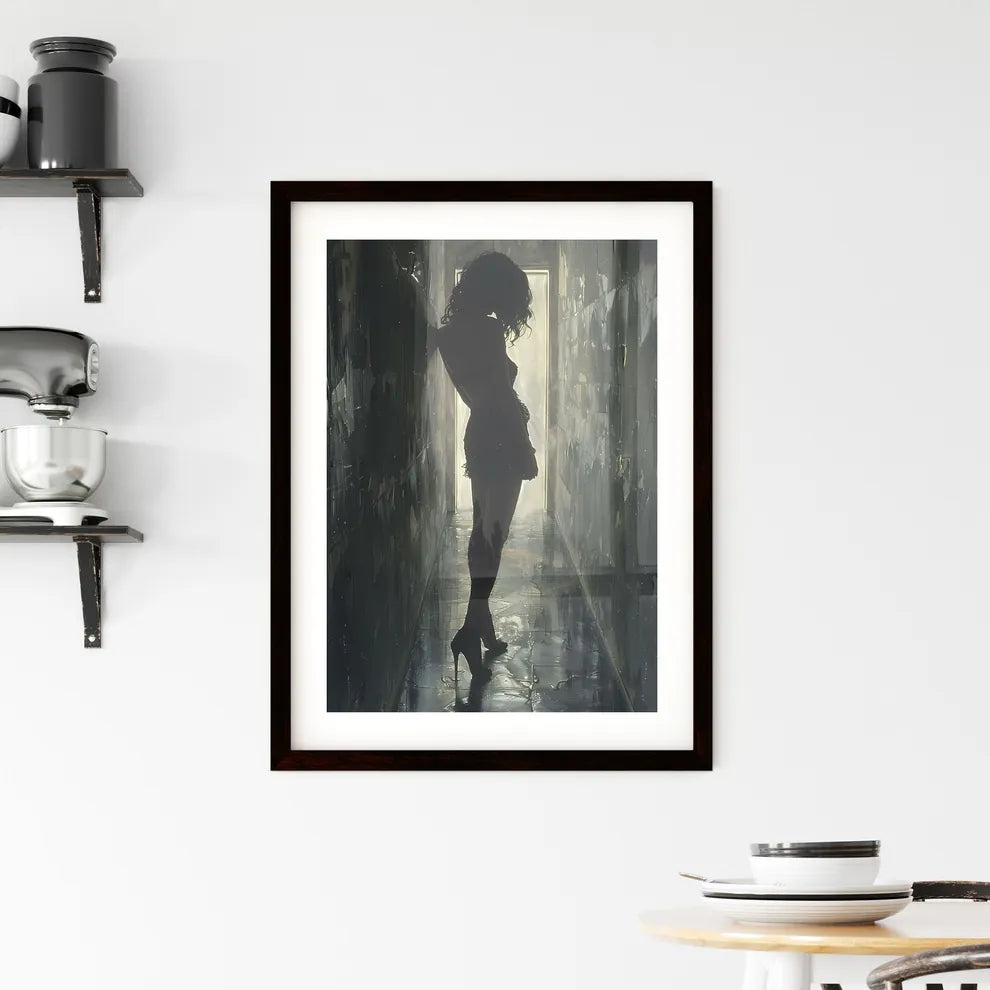 Mysterious Femme Fatale in Black and White P Framed Print
