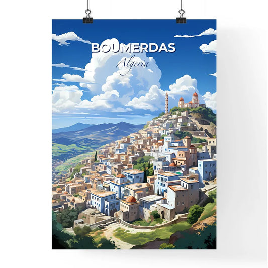 Vibrant Artistic Boumerdas Algeria Skyline Hillside Cityscape Painting Default Title