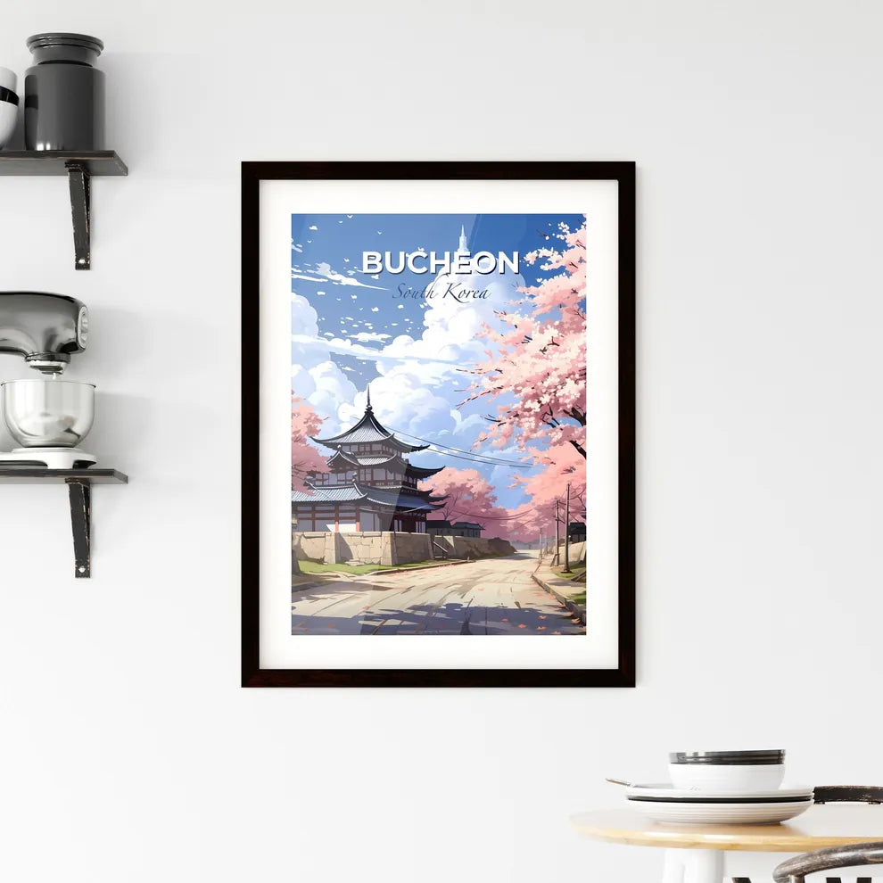 Bucheon South Korea Skyline Road Building Trees Vibrant Painting Art Digital Drawing Asia City Urban Landscape Default Title