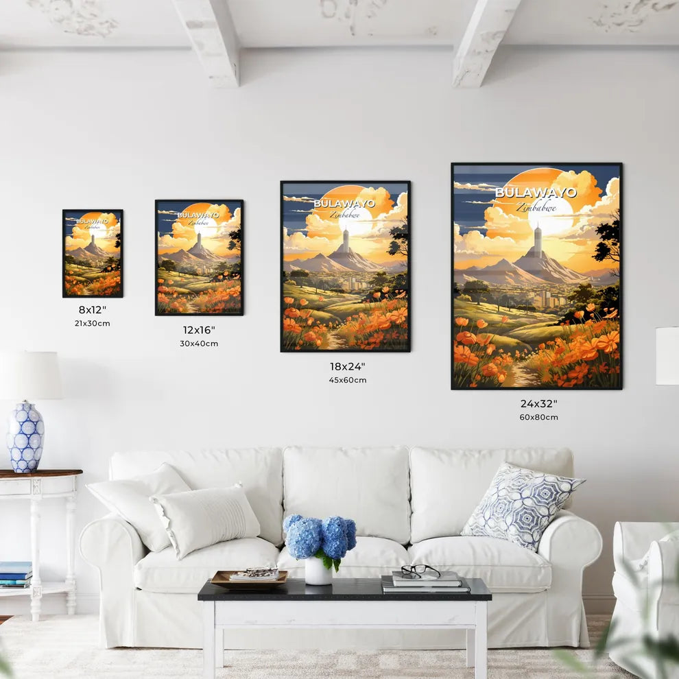 Vibrant Acrylic Painting of Bulawayo Zimbabwe Skyline with Distant Skyscraper Default Title