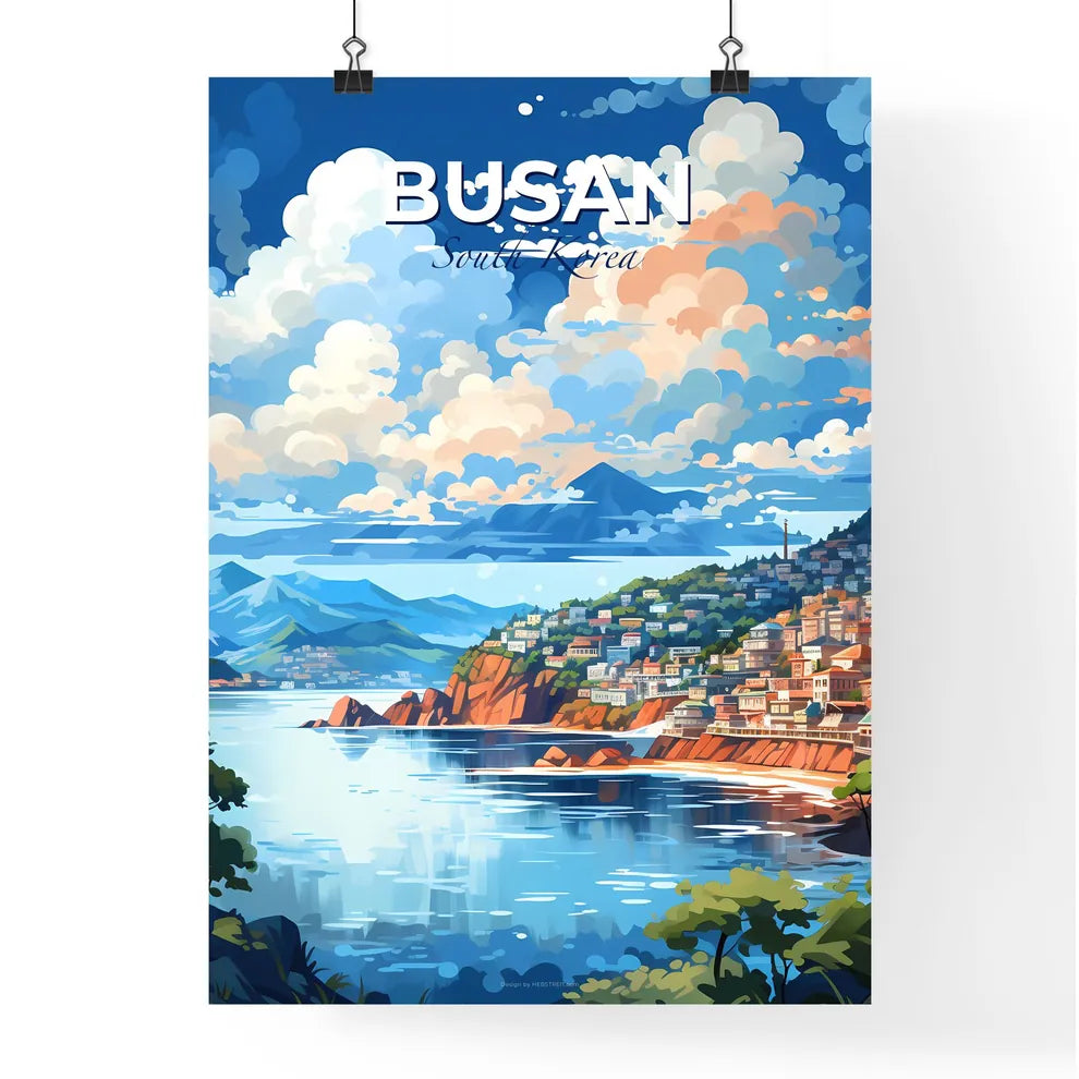 City Skyline Digital Art Painting of Busan South Korea Modern Cityscape Artwork Default Title