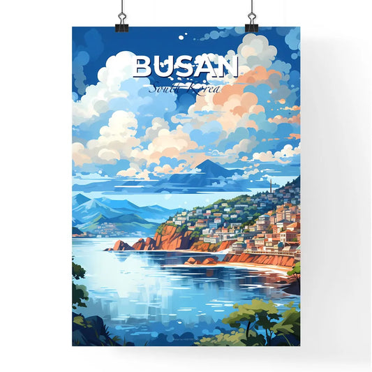 City Skyline Digital Art Painting of Busan South Korea Modern Cityscape Artwork Default Title