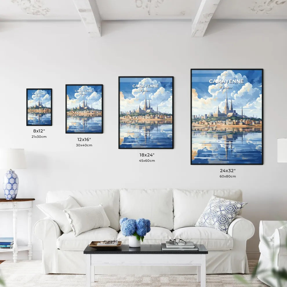 Vibrant Camayenne City Skyline Painting with Tall Spires and River Default Title