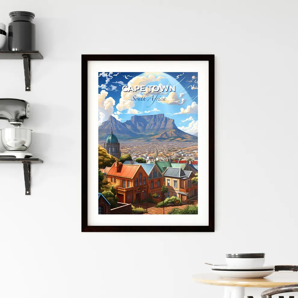 Vibrant Cape Town Skyline Painting: A Colorful City with a Majestic Mountain Backdrop Default Title
