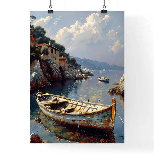 Vibrant Italian Seaside Fishing Village Pain Poster