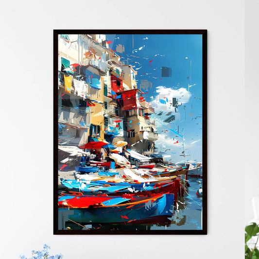 Italian Seaside Village Fishing Boats Azure Waters Mediterranean Sun Colorful Houses Framed Art
