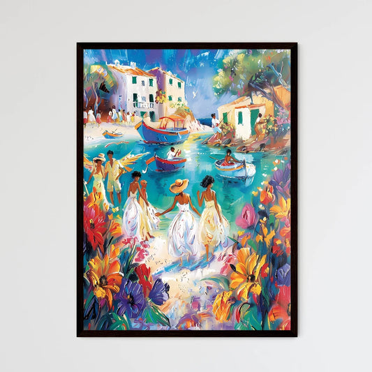 Enchanting Italian Seaside Village Painting - Framed Art Print