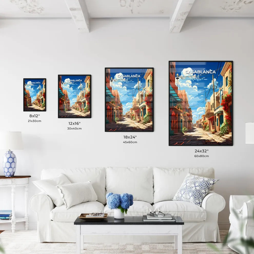 Casablanca Skyline Urban Art Painting Vertical Morocco Travel Destination Buildings Plants Street Default Title