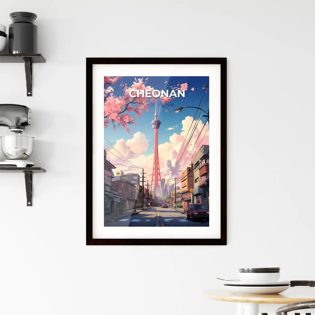 Painting of Cheonan Cityscape With Tower View Default Title