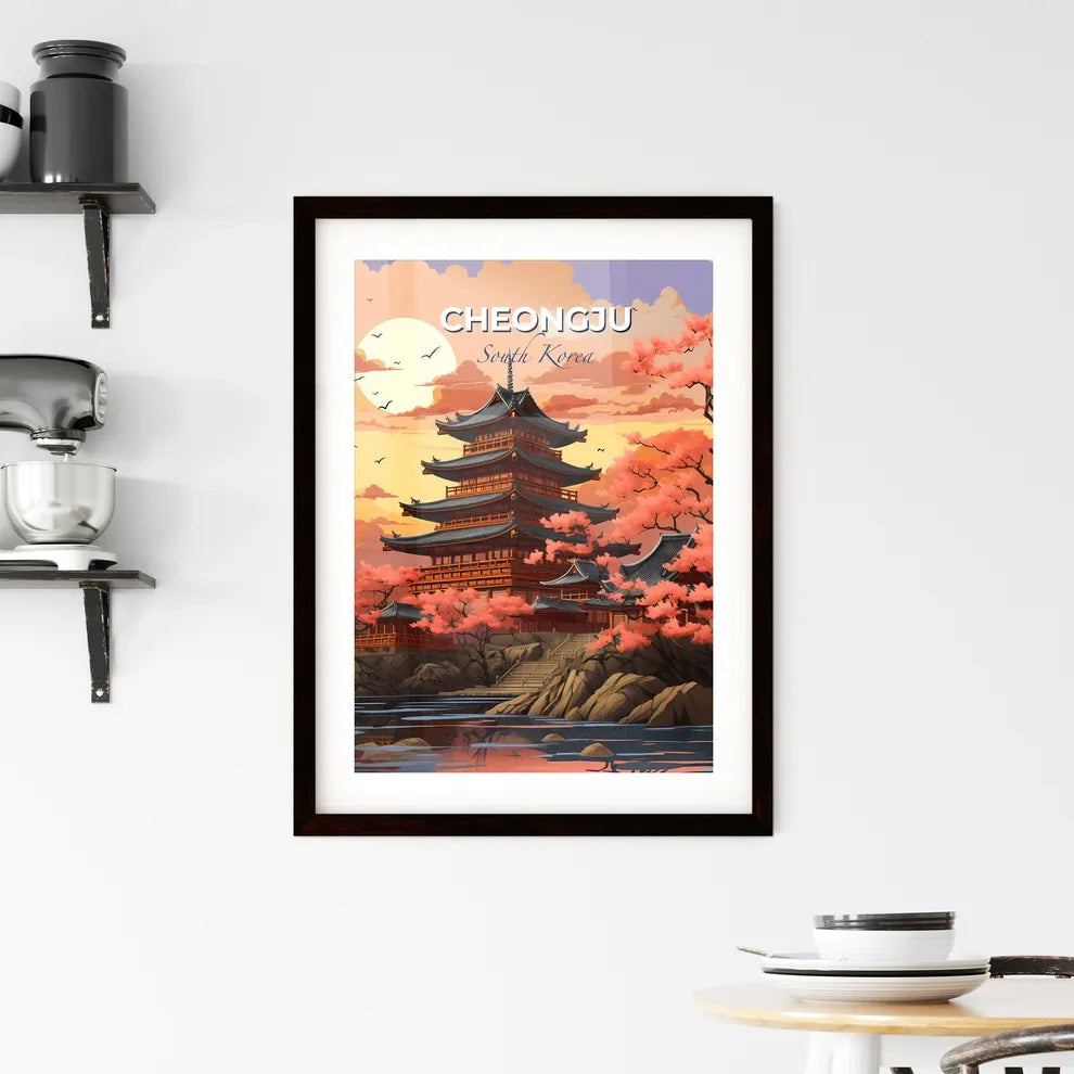 South Korean Pagoda Panorama Vibrant Pastel Painting Blossom Art Default Title