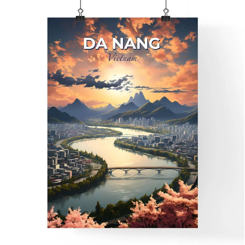 Vibrant Painting Skyline Da Nang Vietnam Cityscape River Art Default Title